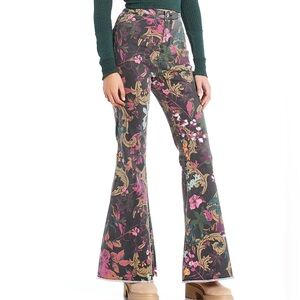 Chelsea & Violet High Rise Floral Flare Jeans